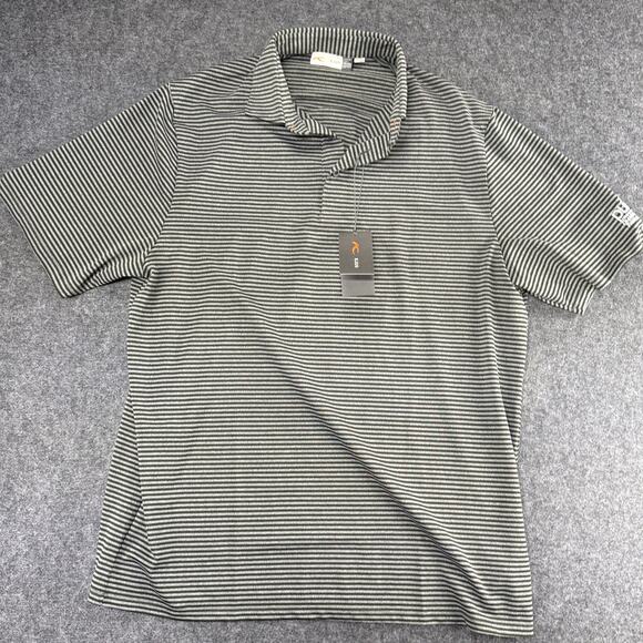 Kjus Mens Lee Polo Multi-Stripe‎ Golf Shirt Gray Green 56 2XL XXL Prep Dad LOGO - Picture 1 of 11